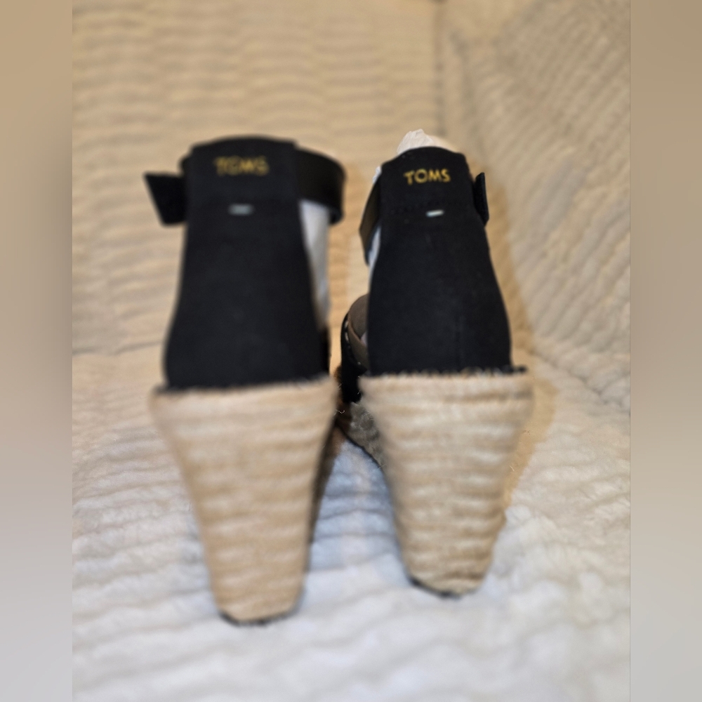 Toms Marisol Black Wedge Sandals - NEW IN BOX - Picture 7 of 8